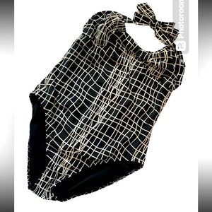 Vintage 80's Spiegel Women’s One Piece Swimsuit Black and White size 16